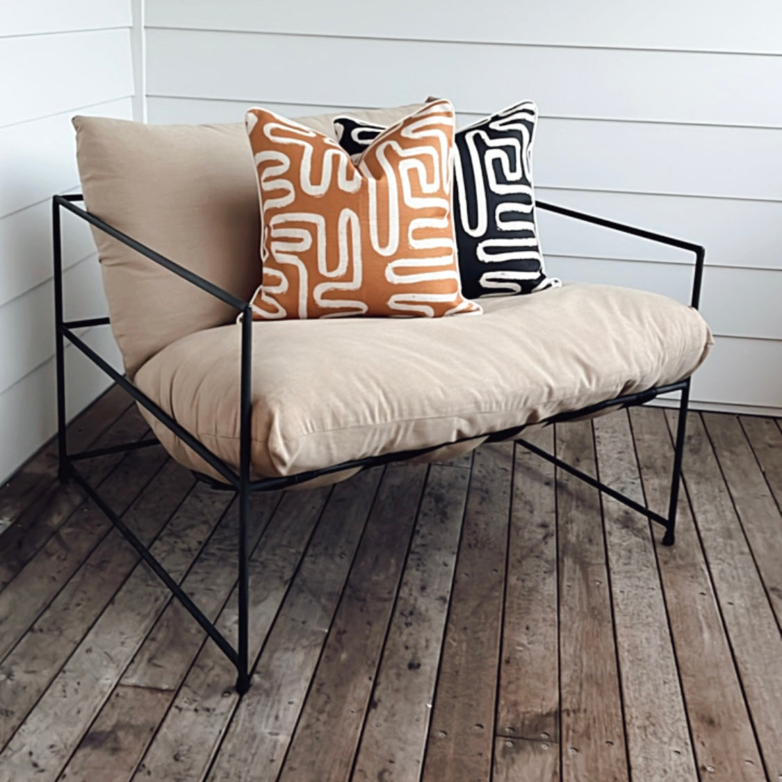 Cushion Cover-With Piping-Maze Rust-45cm x 45cm
