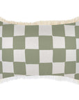 Cushion Cover-Coastal Fringe-Check Sage-35cm x 50cm