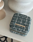 Small Tweed Jewellery Box-Light Blue