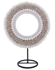 Tribal Shell Decor Stand-White and Beige Cowrie Shells-Medium