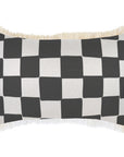 Cushion Cover-Coastal Fringe-Check Charcoal-35cm x 50cm