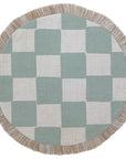 Round Placemat-Coastal Fringe-Check Seafoam-40cm