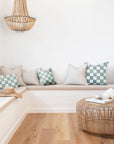 Cushion Cover-With Piping-Check Blue-60cm x 60cm