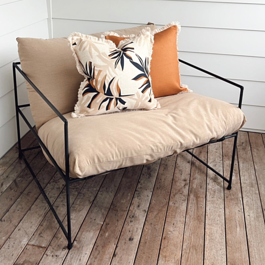 Cushion Cover-Coastal Fringe-Alfresco Beige-60cm x 60cm