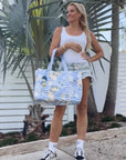 Striped Beach Bag-Lovely Lavender