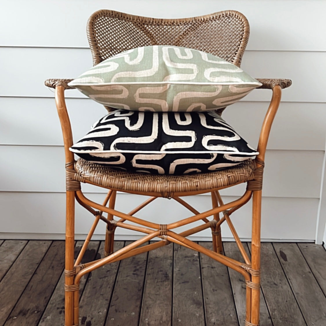 Cushion Cover-With Piping-Maze Sage-60cm x 60cm
