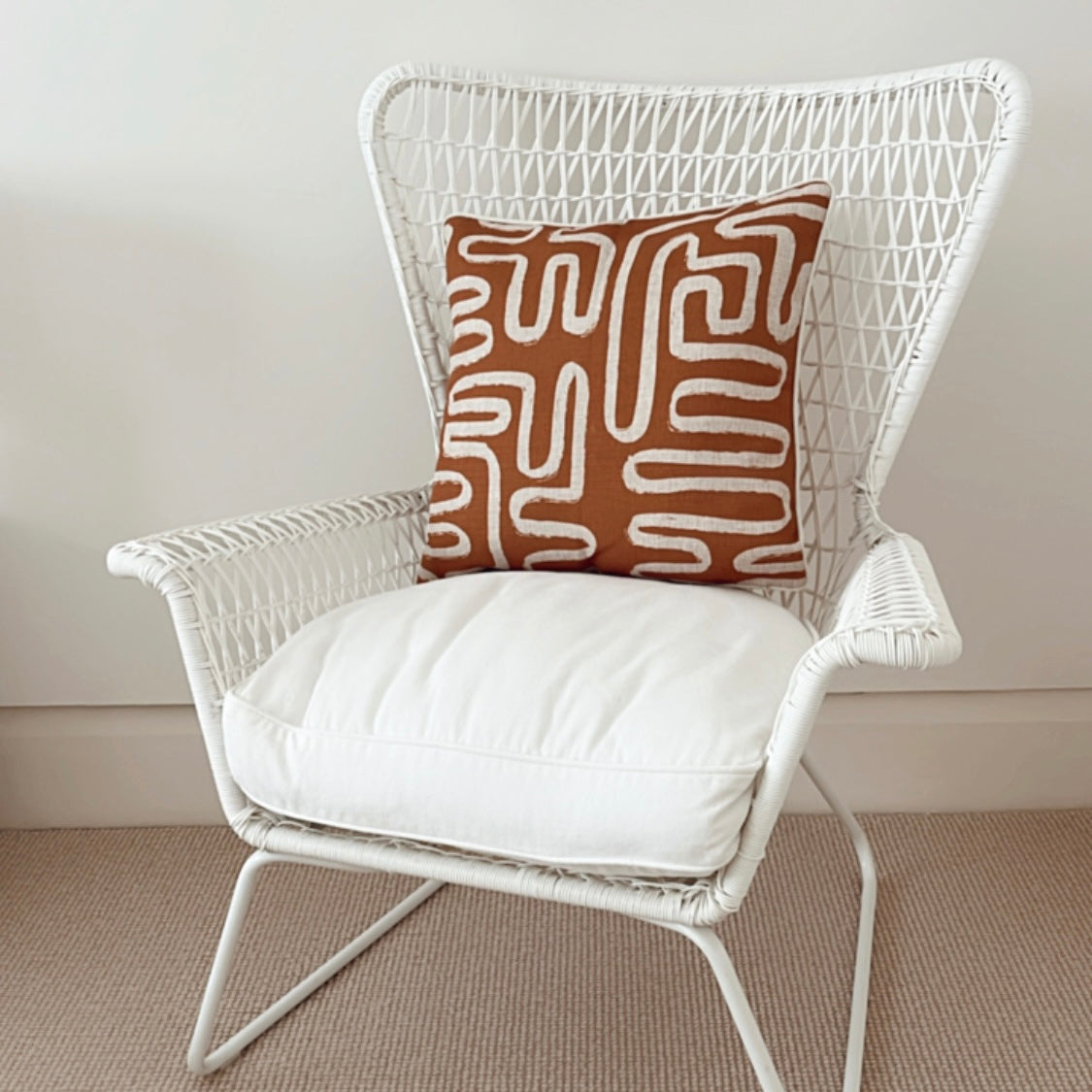 Cushion Cover-With Piping-Maze Rust-45cm x 45cm
