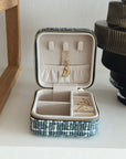 Small Tweed Jewellery Box-Light Blue