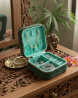 Small Corduroy Jewellery Box-Teal Palm