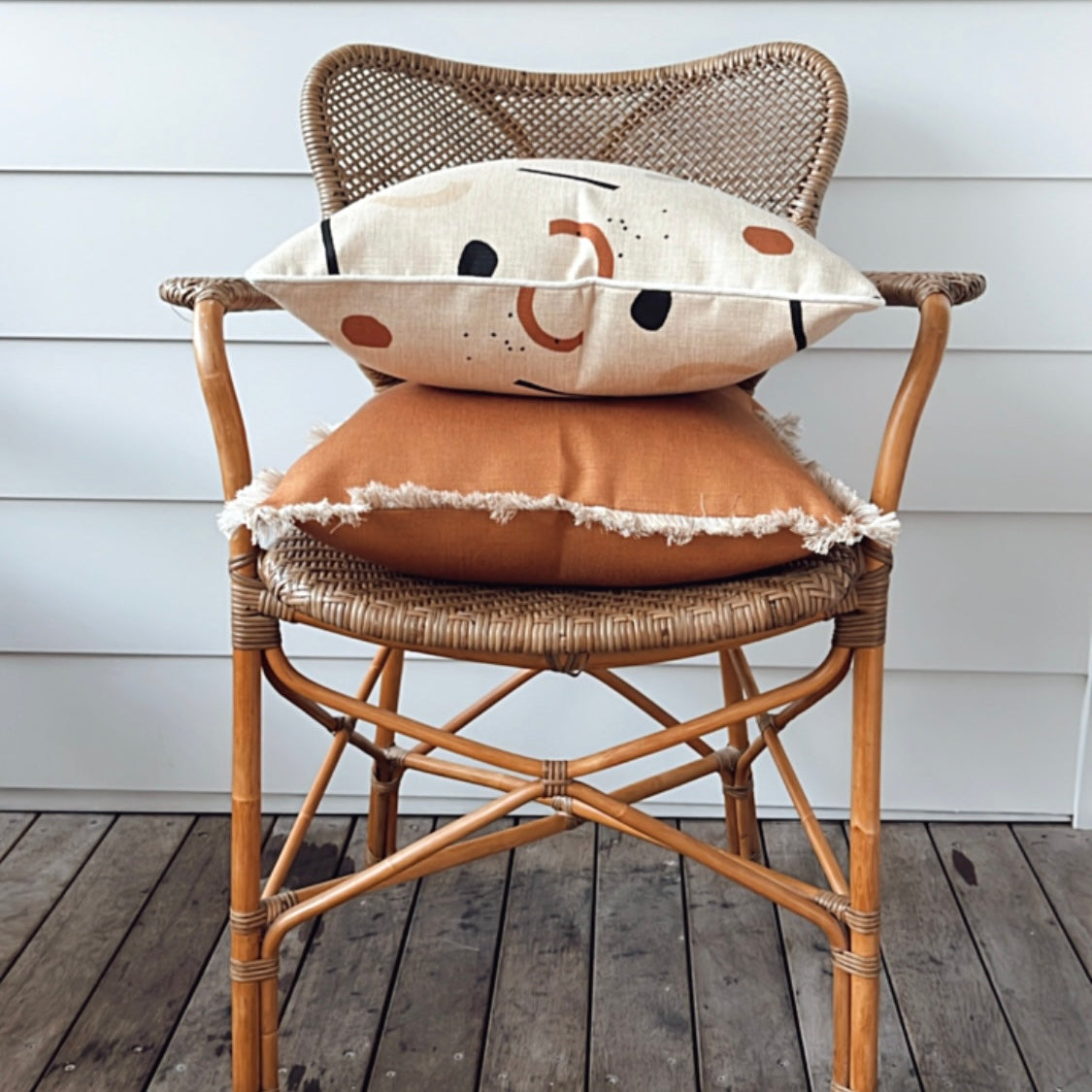 Cushion Cover-Coastal Fringe-Solid Rust-35cm x 50cm