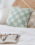 Cushion Cover-With Piping-Check Seafoam-45cm x 45cm