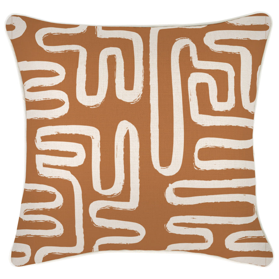 Cushion Cover-With Piping-Maze Rust-45cm x 45cm