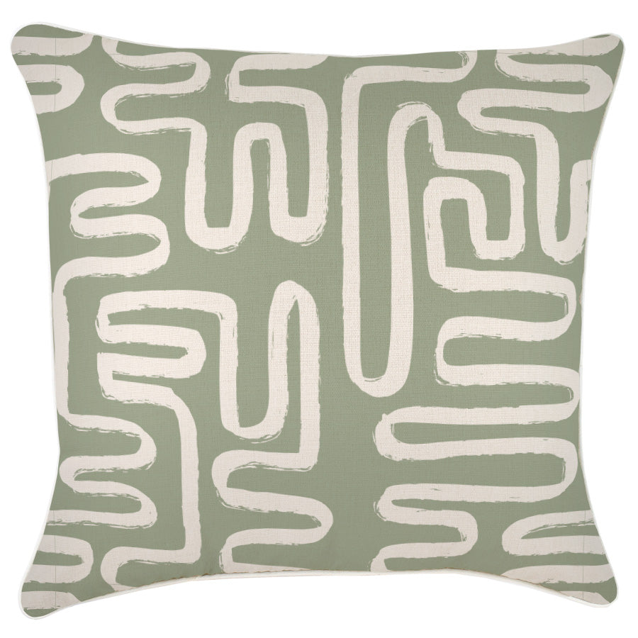 Cushion Cover-With Piping-Maze Sage-60cm x 60cm