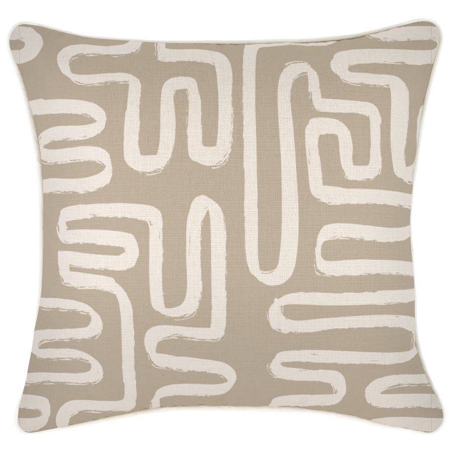 Cushion Cover-With Piping-Maze Taupe-45cm x 45cm