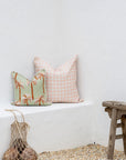 Cushion Cover-With Piping-Ginglam Peach-60cm x 60cm