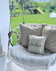 Cushion Cover-Coastal Fringe-Hampton Stripe Beige-60cm x 60cm