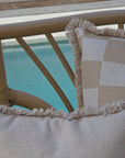Cushion Cover-Coastal Fringe-Check Beige-60cm x 60cm