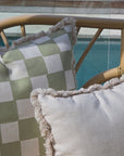 Cushion Cover-Coastal Fringe-Check Sage-60cm x 60cm
