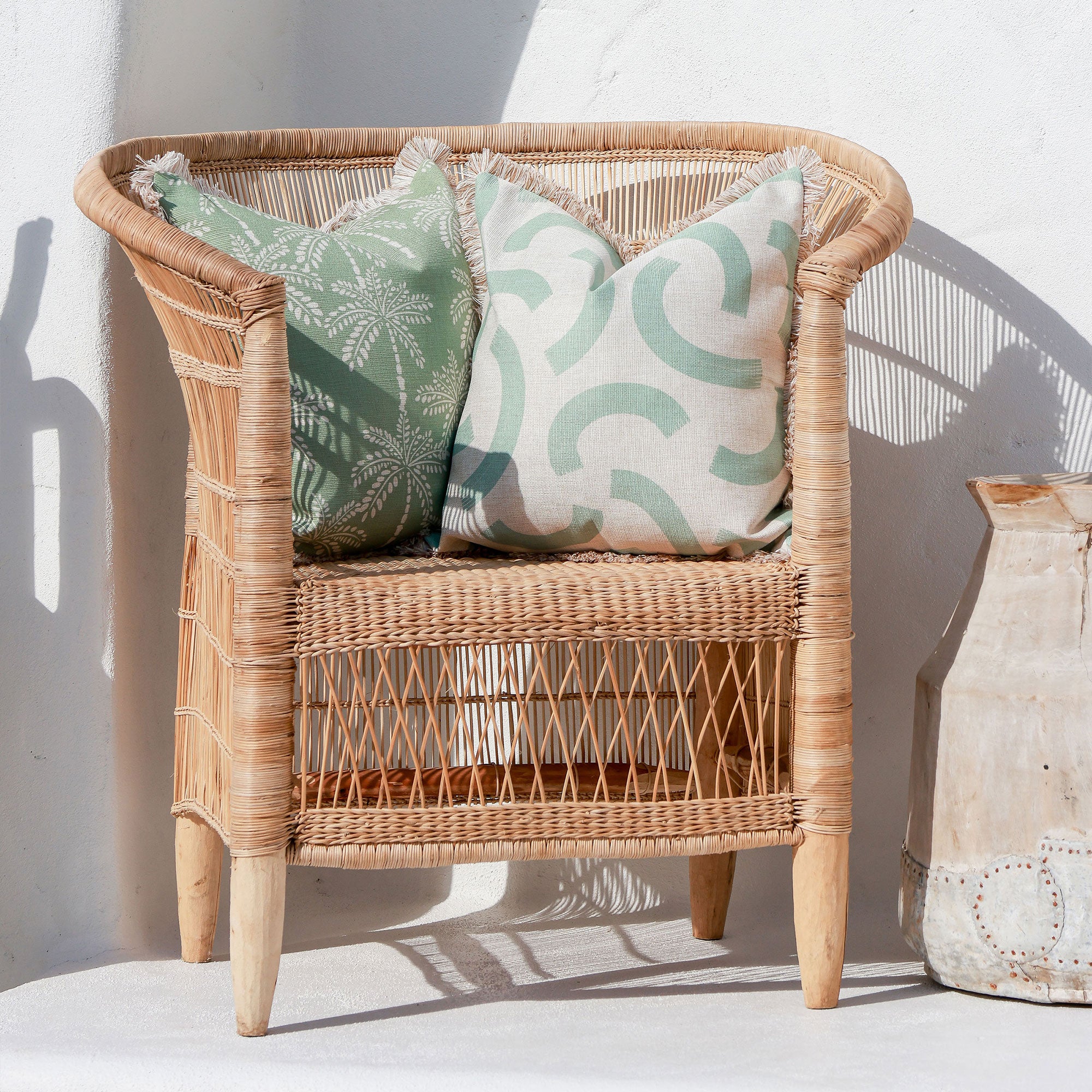 Cushion Cover-Coastal Fringe-Cabana Palms Sage-45cm x 45cm