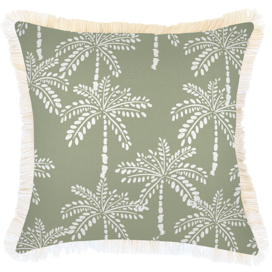 Cushion Cover-Coastal Fringe-Cabana Palms Sage-45cm x 45cm