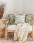 Cushion Cover-Coastal Fringe-Cabana Palms Sage-45cm x 45cm