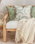 Cushion Cover-Coastal Fringe-Cabana Palms Sage-45cm x 45cm