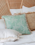 Cushion Cover-Coastal Fringe-Cabana Palms Seafoam-45cm x 45cm