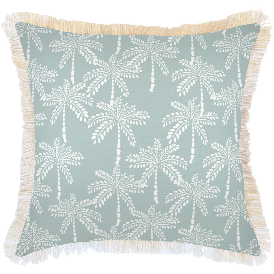 Cushion Cover-Coastal Fringe-Cabana Palms Seafoam-60cm x 60cm