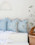 Cushion Cover-Coastal Fringe-Hampton Stripe Pale Blue-45cm x 45cm