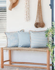Cushion Cover-Coastal Fringe-Hampton Stripe Pale Blue-45cm x 45cm