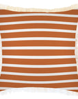 Cushion Cover-Coastal Fringe-Hampton Stripe Burnt Orange-45cm x 45cm