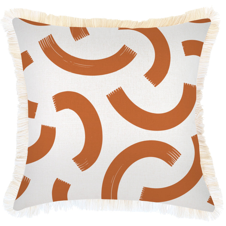 Cushion Cover-Coastal Fringe-Muse Burnt Orange-45cm x 45cm