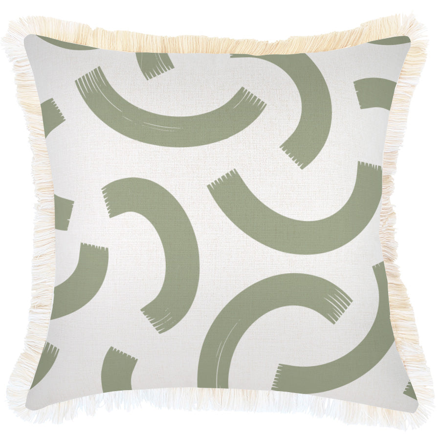 Cushion Cover-Coastal Fringe-Muse Sage-45cm x 45cm