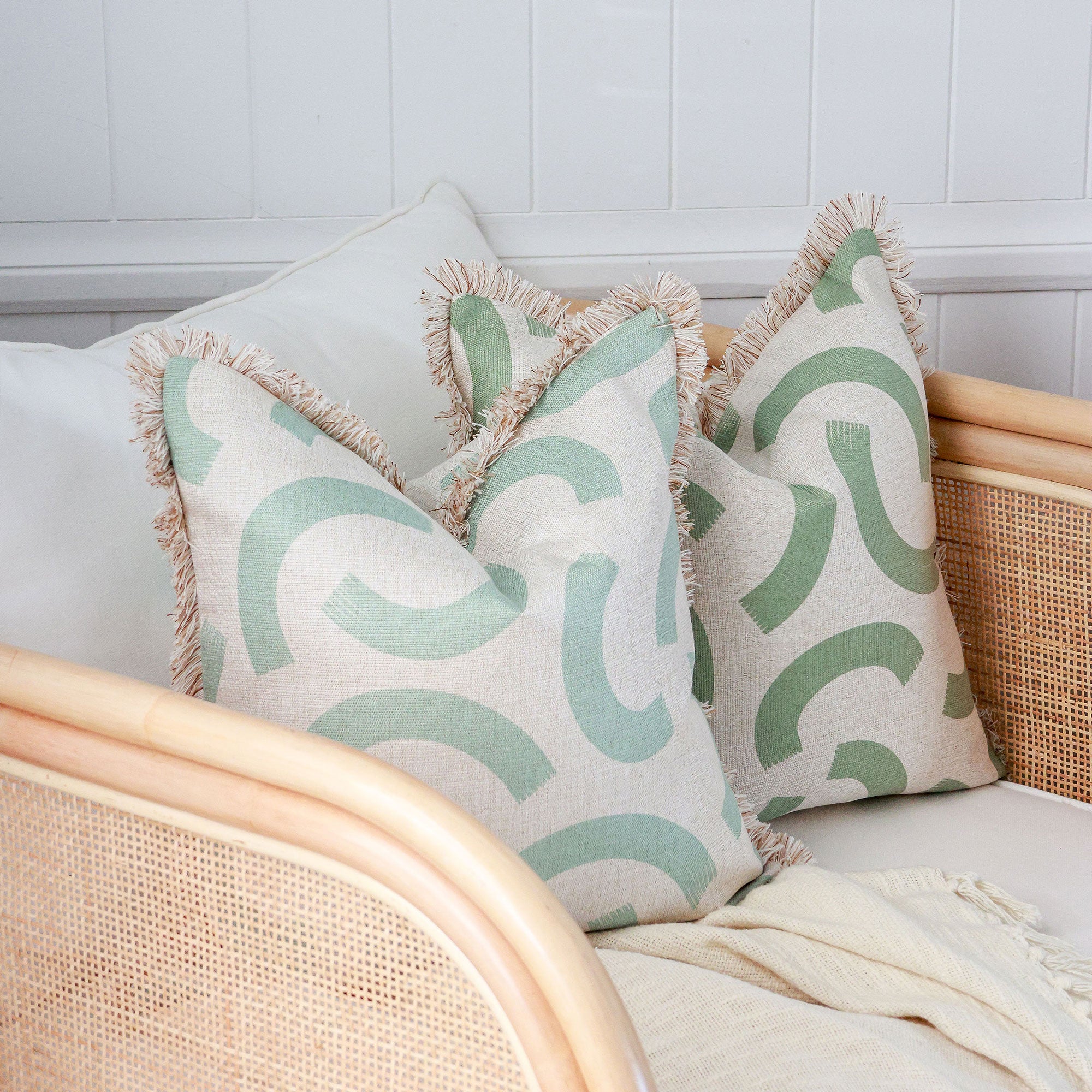 Cushion Cover-Coastal Fringe-Muse Sage-45cm x 45cm