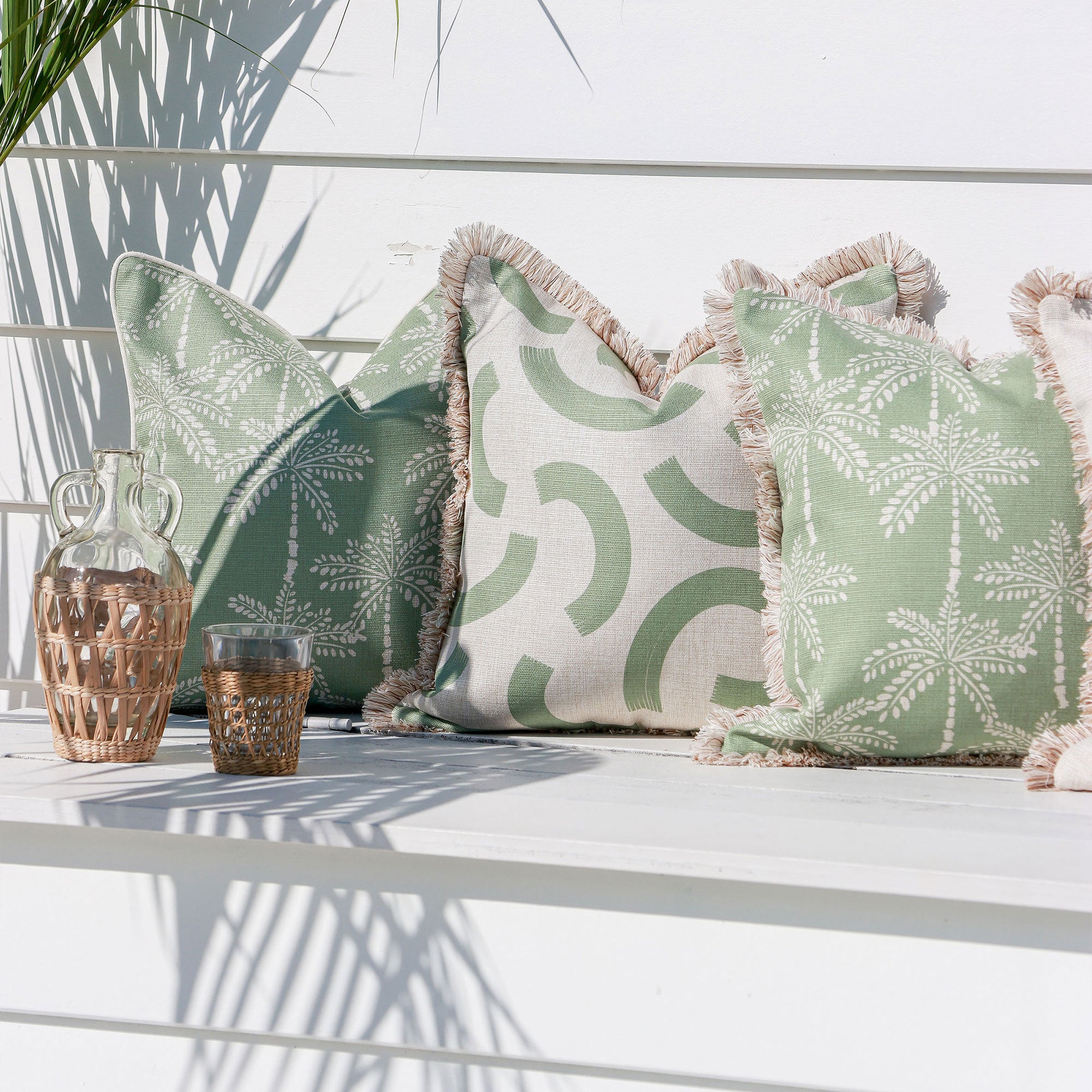 Cushion Cover-Coastal Fringe-Muse Sage-45cm x 45cm