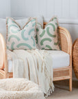 Cushion Cover-Coastal Fringe-Muse Seafoam-45cm x 45cm