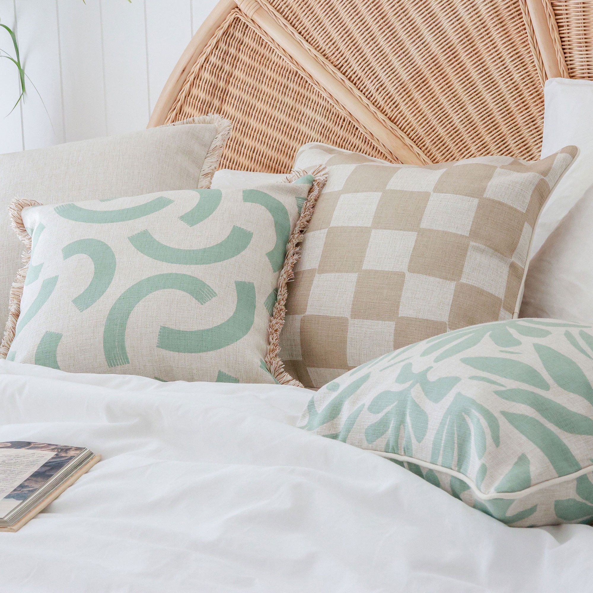 Cushion Cover-Coastal Fringe-Muse Seafoam-45cm x 45cm