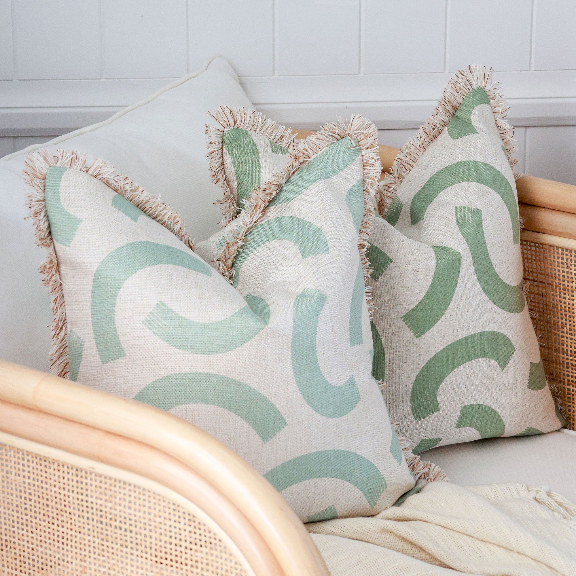 Cushion Cover-Coastal Fringe-Muse Seafoam-45cm x 45cm