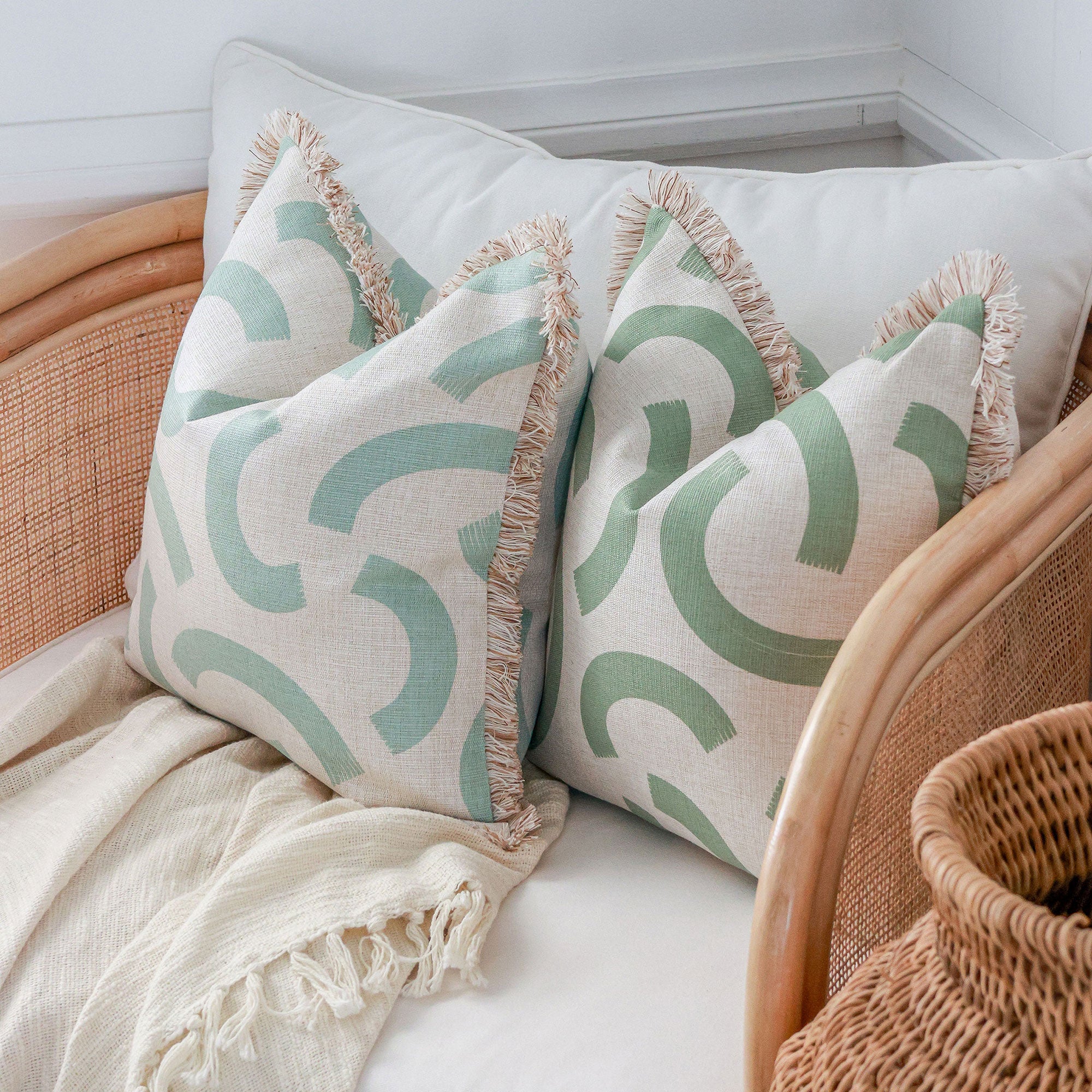 Cushion Cover-Coastal Fringe-Muse Seafoam-45cm x 45cm