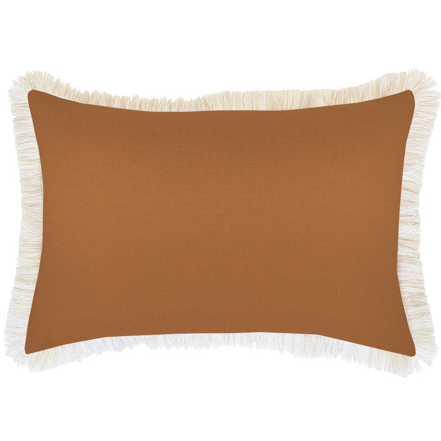 Cushion Cover-Coastal Fringe-Solid Rust-35cm x 50cm