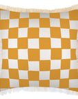 Cushion Cover-Coastal Fringe-Check Yellow White-60cm x 60cm