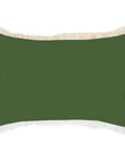 Cushion Cover-Coastal Fringe-Solid Dark Green White-35cm x 50cm