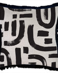 Cushion Cover-Coastal Fringe Black-Abstract Black-45cm x 45cm