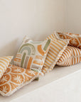 Cushion Cover-Coastal Fringe-Candy Stripe Mustard-45cm x 45cm