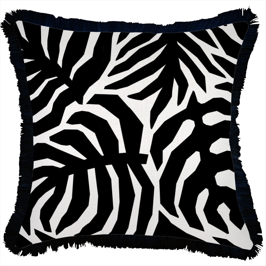 Cushion Cover-Coastal Fringe Black-Casa Palms Black-45cm x 45cm