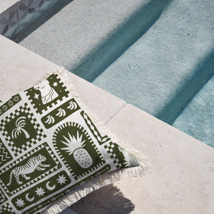 Cushion Cover-Coastal Fringe-Naxos Eucalyptus-60cm x 60cm