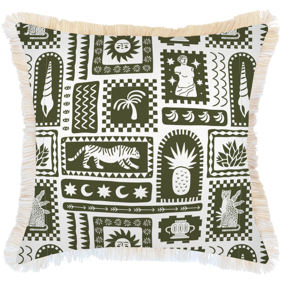 Cushion Cover-Coastal Fringe-Naxos Eucalyptus-60cm x 60cm