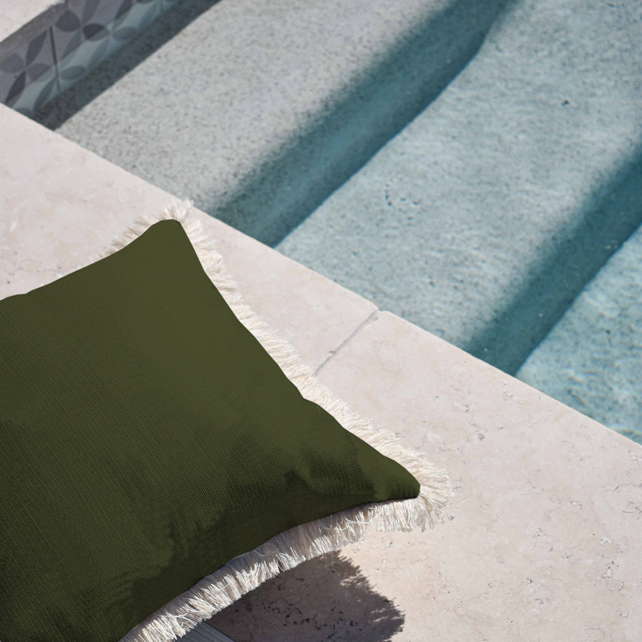 Cushion Cover-Coastal Fringe-Solid Eucalyptus-45cm x 45cm