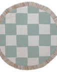 Round Placemat-Coastal Fringe-Check Seafoam-40cm