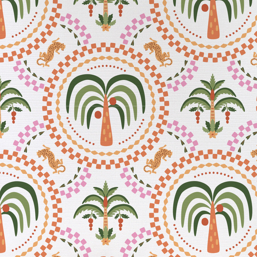 Cushion Cover-With Piping-Palm Mosaic White-60cm x 60cm